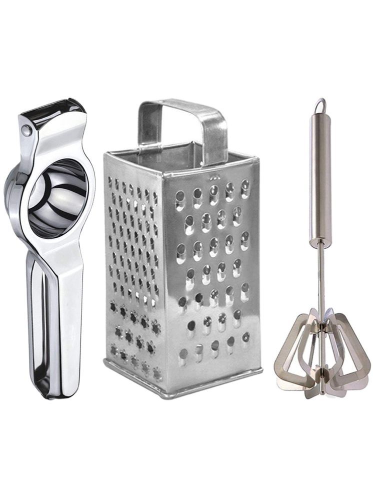     			OC9 Silver Stainless Steel Lemon+Grater+Mathani ( Set of 3 )