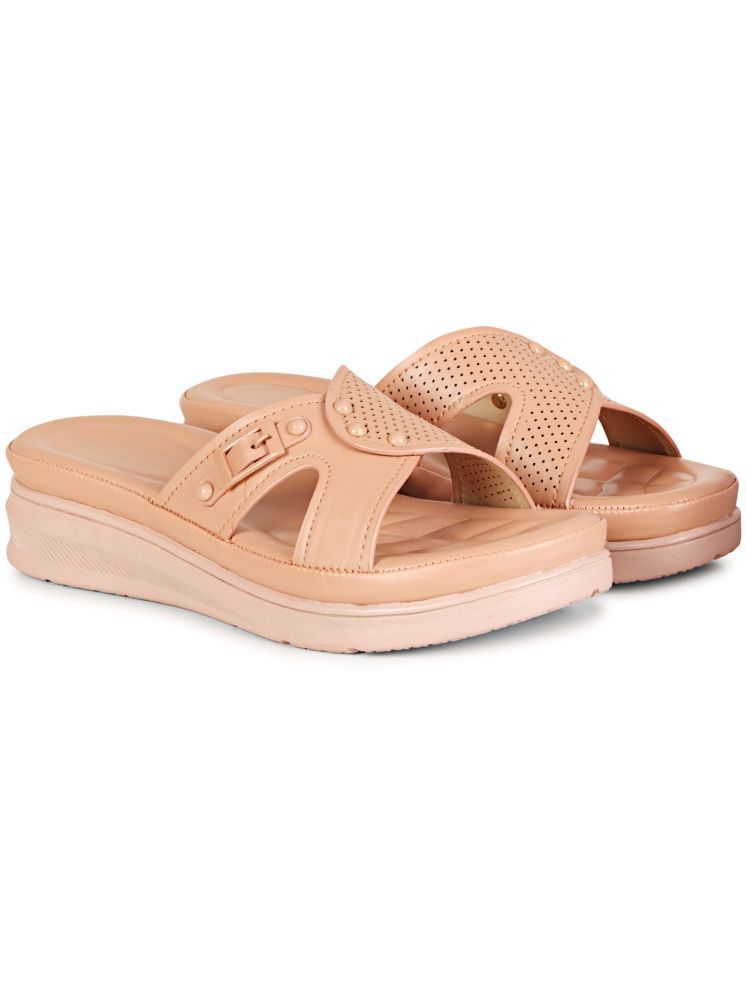     			Saheb Peach Women's Slip On Heels