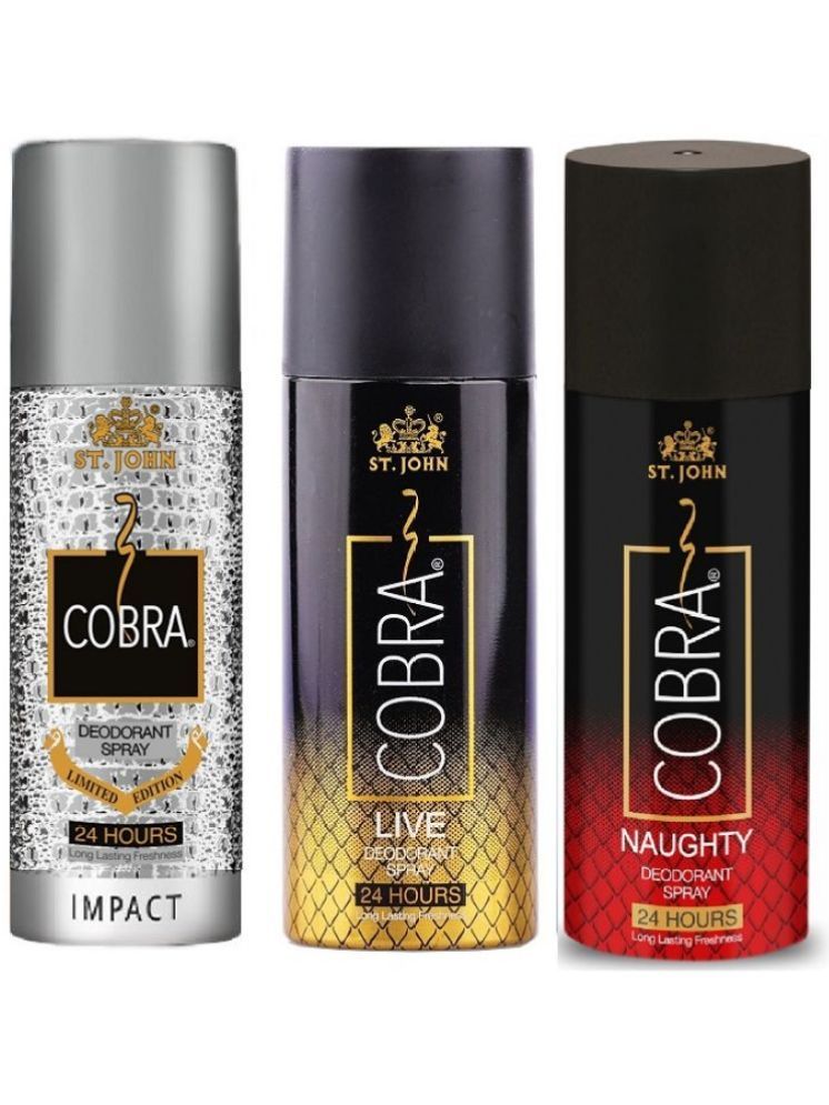     			St. John Cobra Impact ,Live & Naughty 150ml Each Deodorant Spray for Men 150 ml ( Pack of 3 )