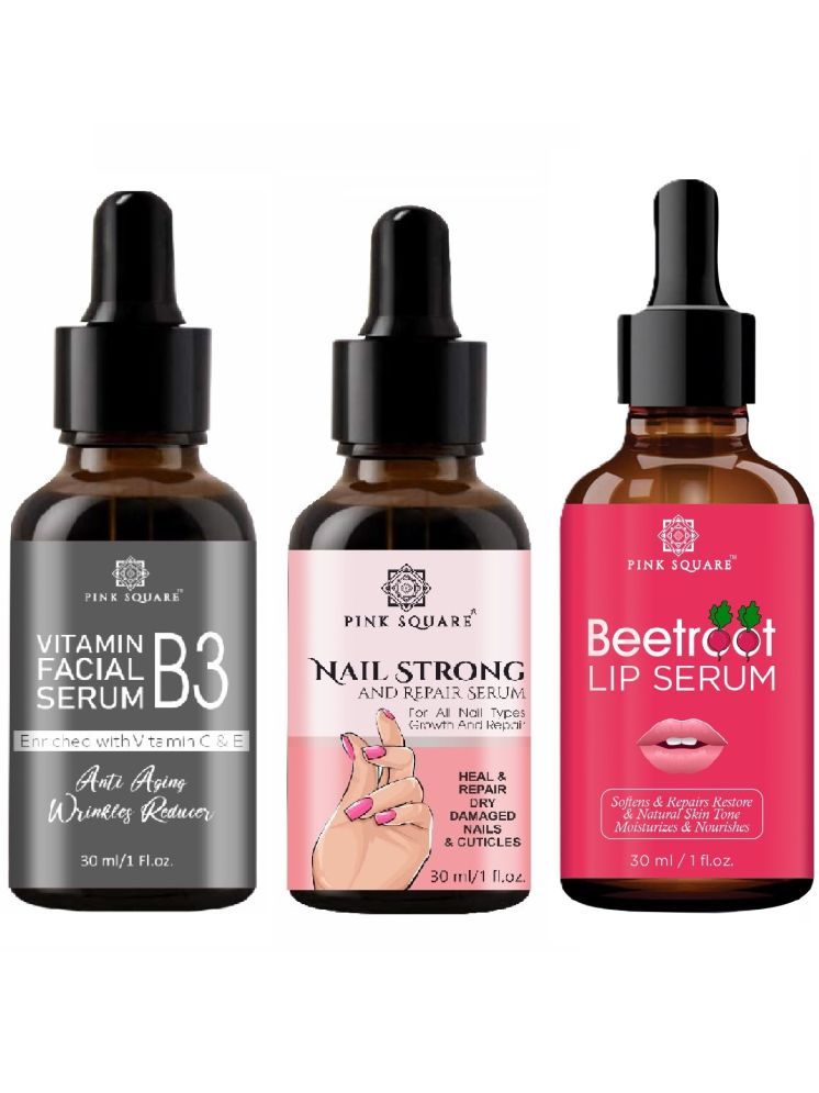     			Vitamin B3 Facial Serum, Nail Strong and Repair Serum & Beetroot Lip Serum for Soft Lips (Each,30ml) Combo of 3