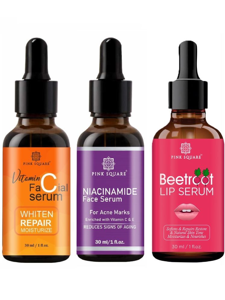     			Vitamin C Facial Serum, Niacinamide face Serum & Beetroot Lip Serum for Soft and Pink Lips (Each,30ml) Combo of 3