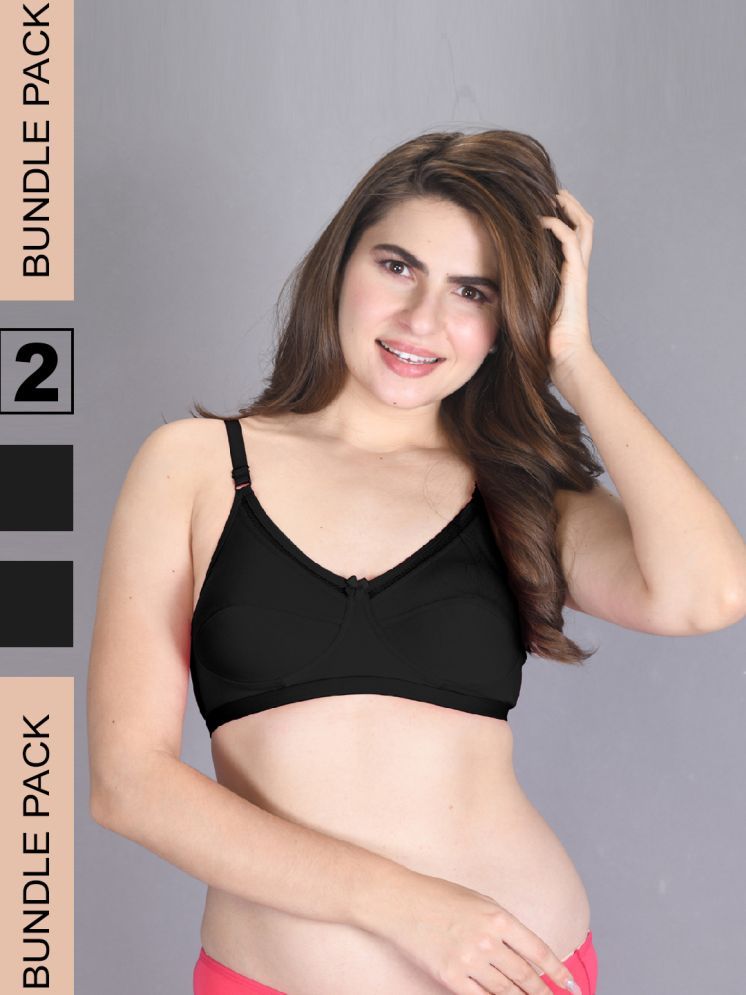     			lux venus Black Cotton Non Padded Women's Everyday Bra ( Pack of 2 )