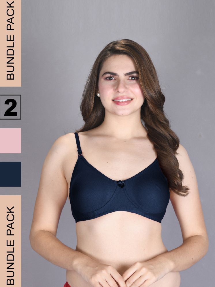     			lux venus Pack of 2 Cotton Non Padded Women's T-Shirt Bra ( Navy Blue ) VEN_BRA163_NVY_ROS_2PC