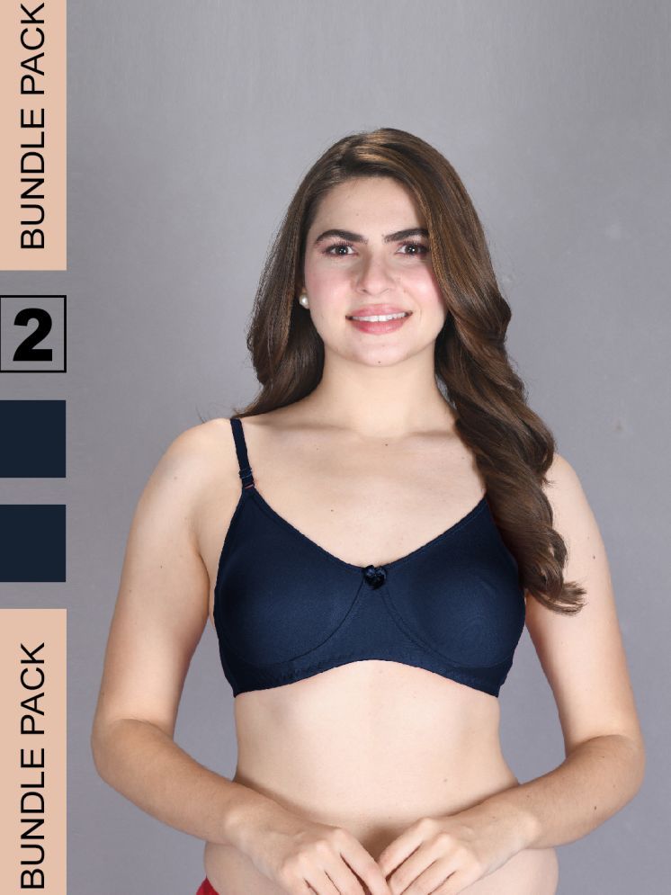     			lux venus Pack of 2 Cotton Non Padded Women's T-Shirt Bra ( Navy Blue ) VEN_BRA163_NVY_2PC