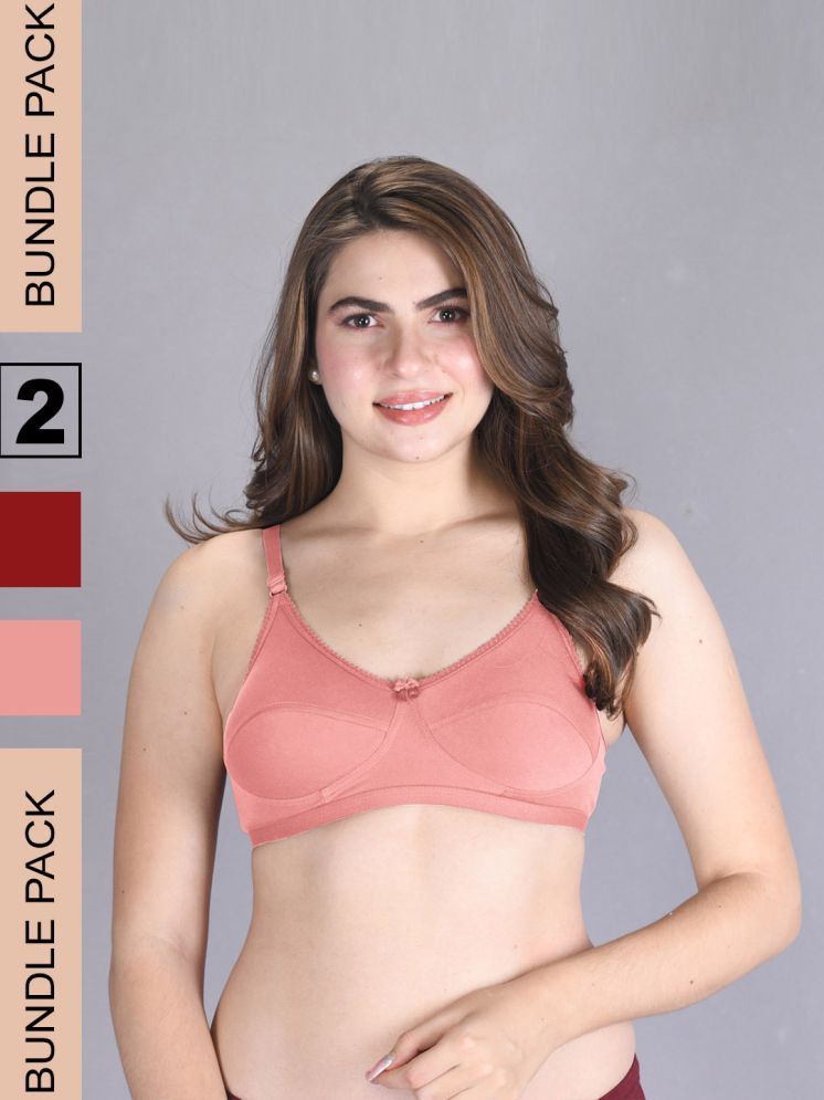     			lux venus Pack of 2 Cotton Non Padded Women's Everyday Bra ( Peach ) VEN_BRA162_RD_PCH_2PC