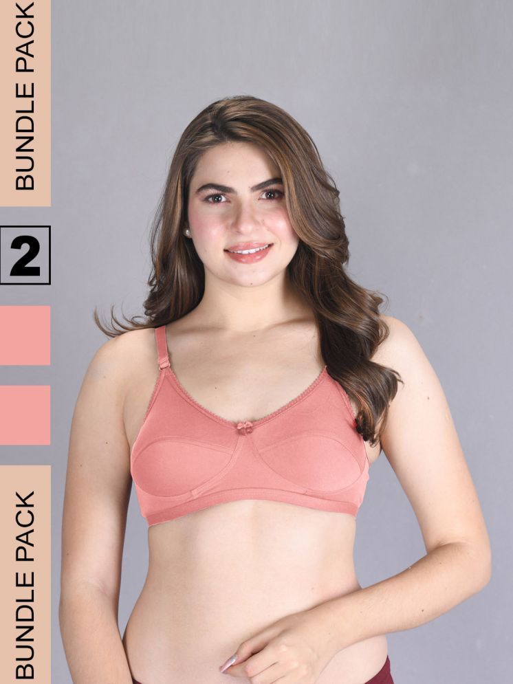     			lux venus Peach Cotton Non Padded Women's Everyday Bra ( Pack of 2 )