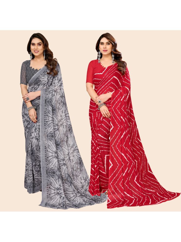     			ANAND SAREES Georgette Printed Saree With Blouse Piece - Multicolour ( Pack of 2 )