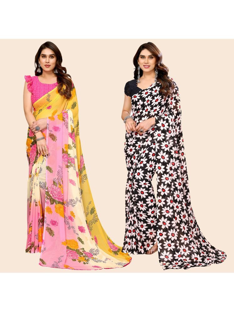     			ANAND SAREES Georgette Printed Saree With Blouse Piece - Multicolour ( Pack of 2 )