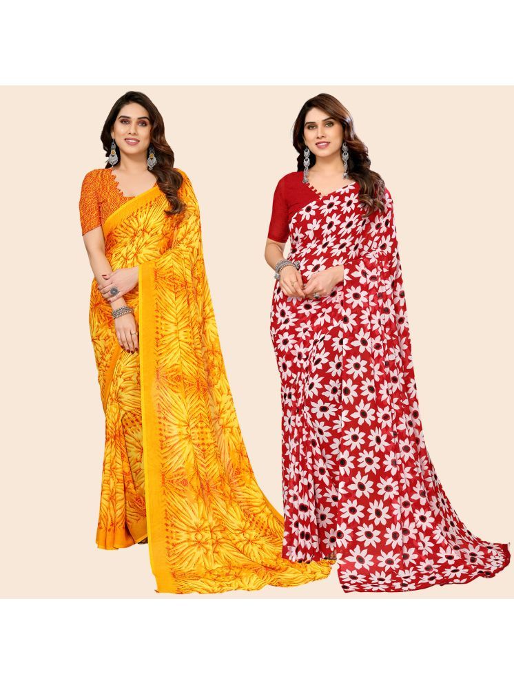     			ANAND SAREES Georgette Printed Saree With Blouse Piece - Multicolour ( Pack of 2 )