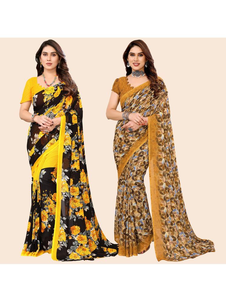     			ANAND SAREES Georgette Printed Saree With Blouse Piece - Multicolour ( Pack of 2 )