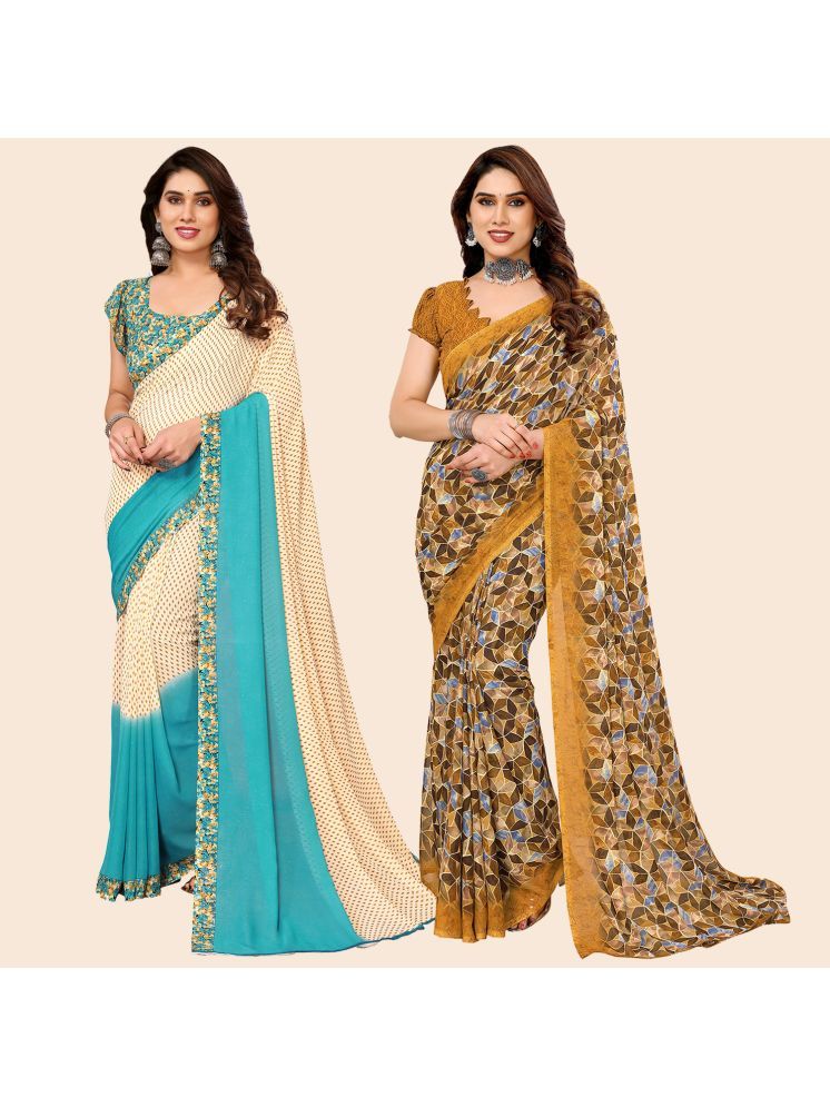     			ANAND SAREES Georgette Printed Saree With Blouse Piece - Multicolour ( Pack of 2 )