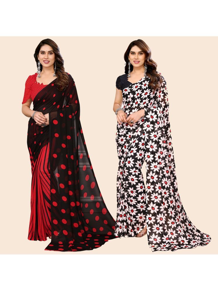     			ANAND SAREES Georgette Printed Saree With Blouse Piece - Multicolour ( Pack of 2 )