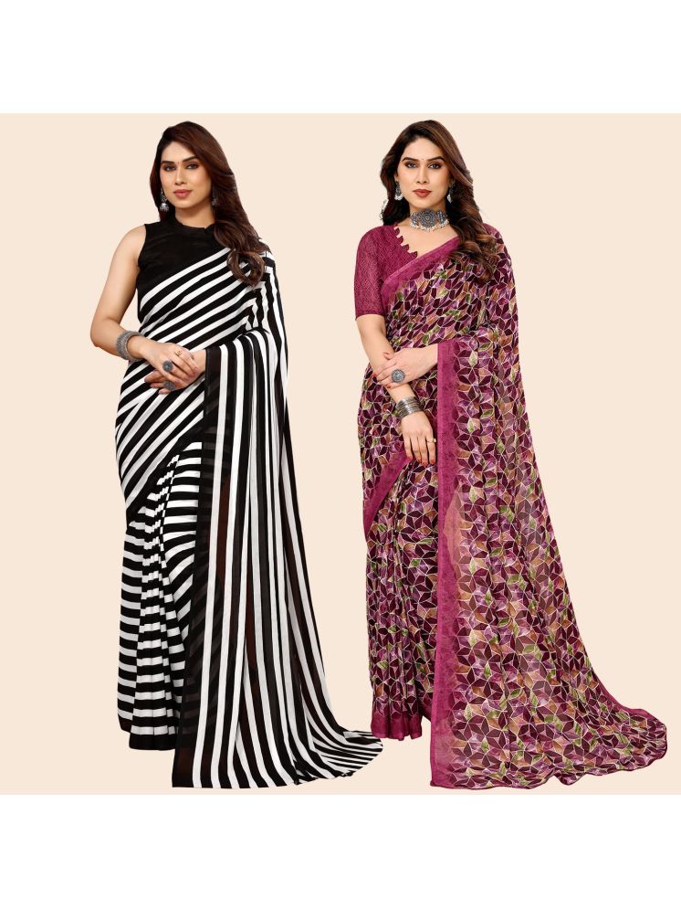     			ANAND SAREES Georgette Printed Saree With Blouse Piece - Multicolour ( Pack of 2 )