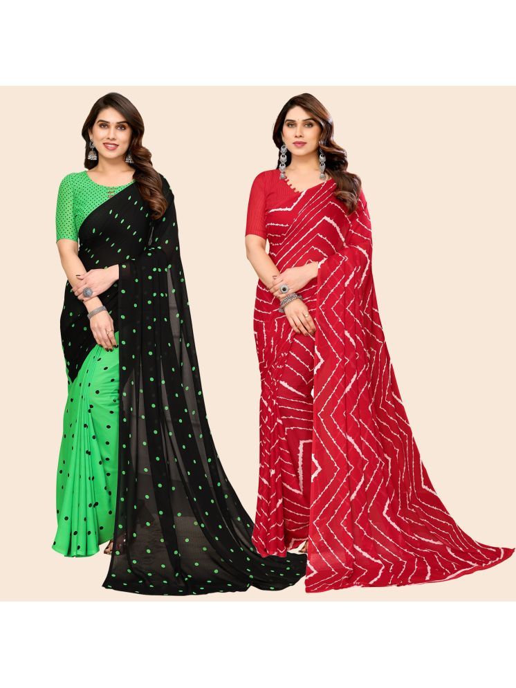     			ANAND SAREES Georgette Printed Saree With Blouse Piece - Multicolour ( Pack of 2 )