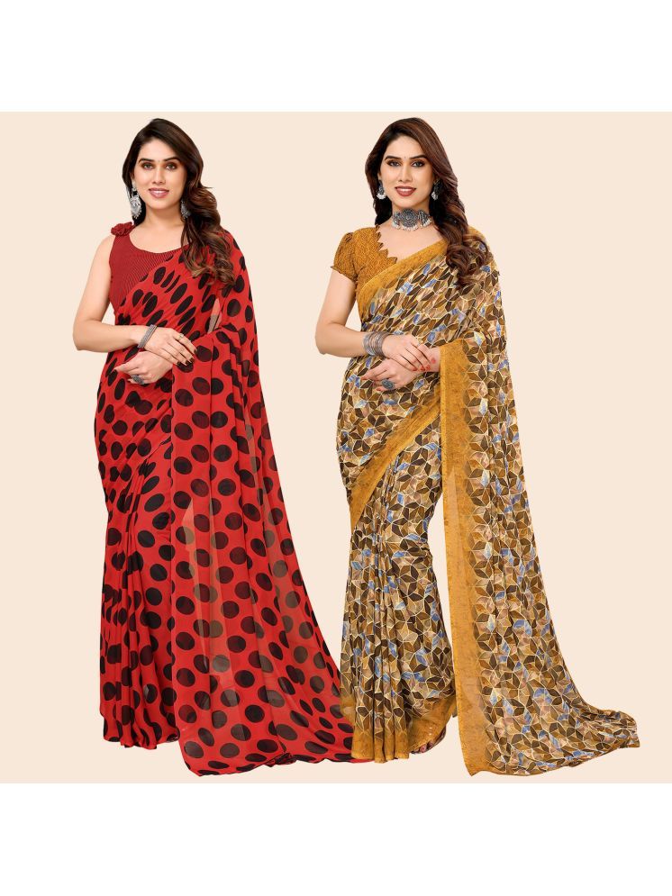     			ANAND SAREES Georgette Printed Saree With Blouse Piece - Multicolour ( Pack of 2 )