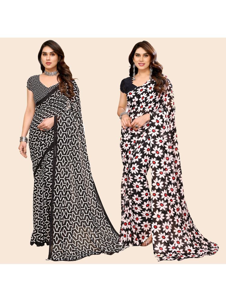     			ANAND SAREES Georgette Printed Saree With Blouse Piece - Multicolour ( Pack of 2 )