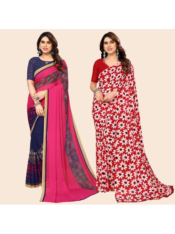     			ANAND SAREES Georgette Printed Saree With Blouse Piece - Multicolour ( Pack of 2 )