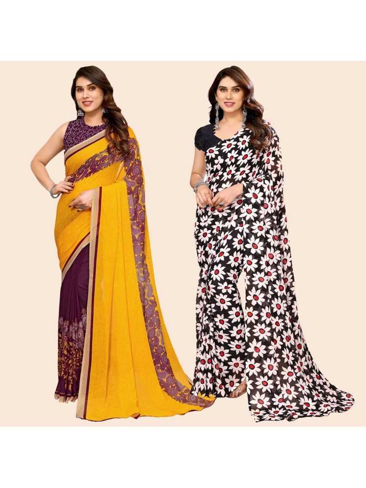     			ANAND SAREES Georgette Printed Saree With Blouse Piece - Multicolour ( Pack of 2 )