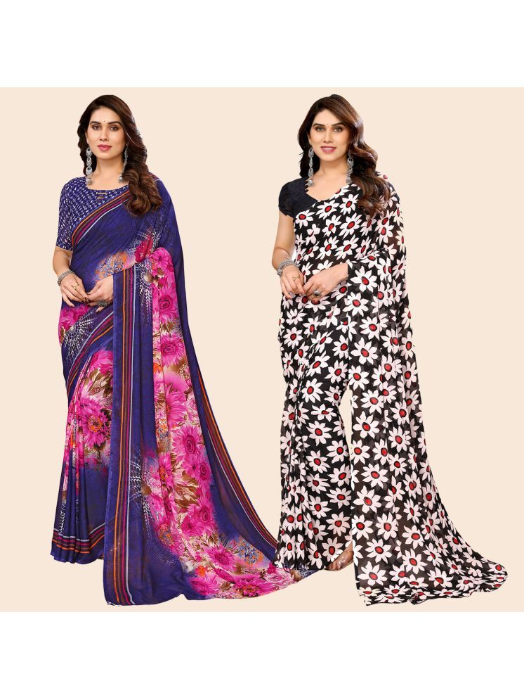     			ANAND SAREES Georgette Printed Saree With Blouse Piece - Multicolour ( Pack of 2 )