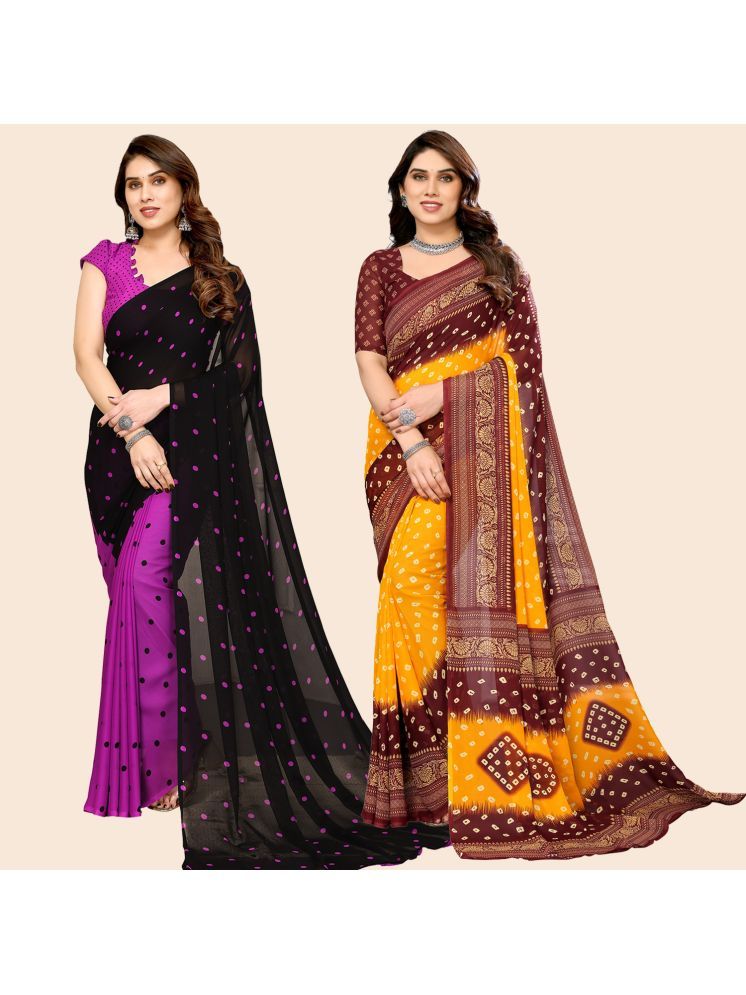     			ANAND SAREES Georgette Printed Saree With Blouse Piece - Multicolour ( Pack of 2 )