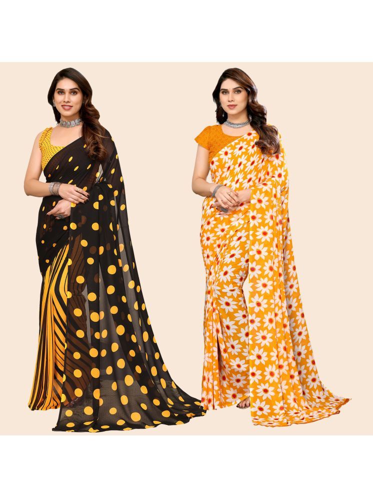     			ANAND SAREES Georgette Printed Saree With Blouse Piece - Multicolour ( Pack of 2 )