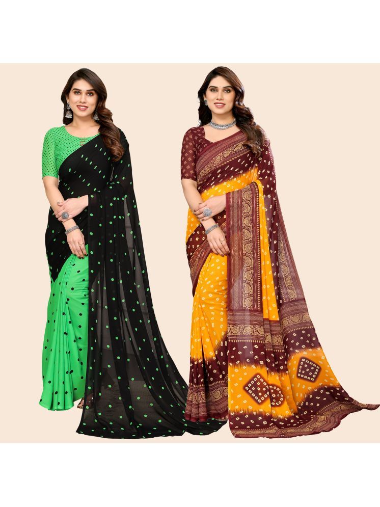     			ANAND SAREES Georgette Printed Saree With Blouse Piece - Multicolour ( Pack of 2 )