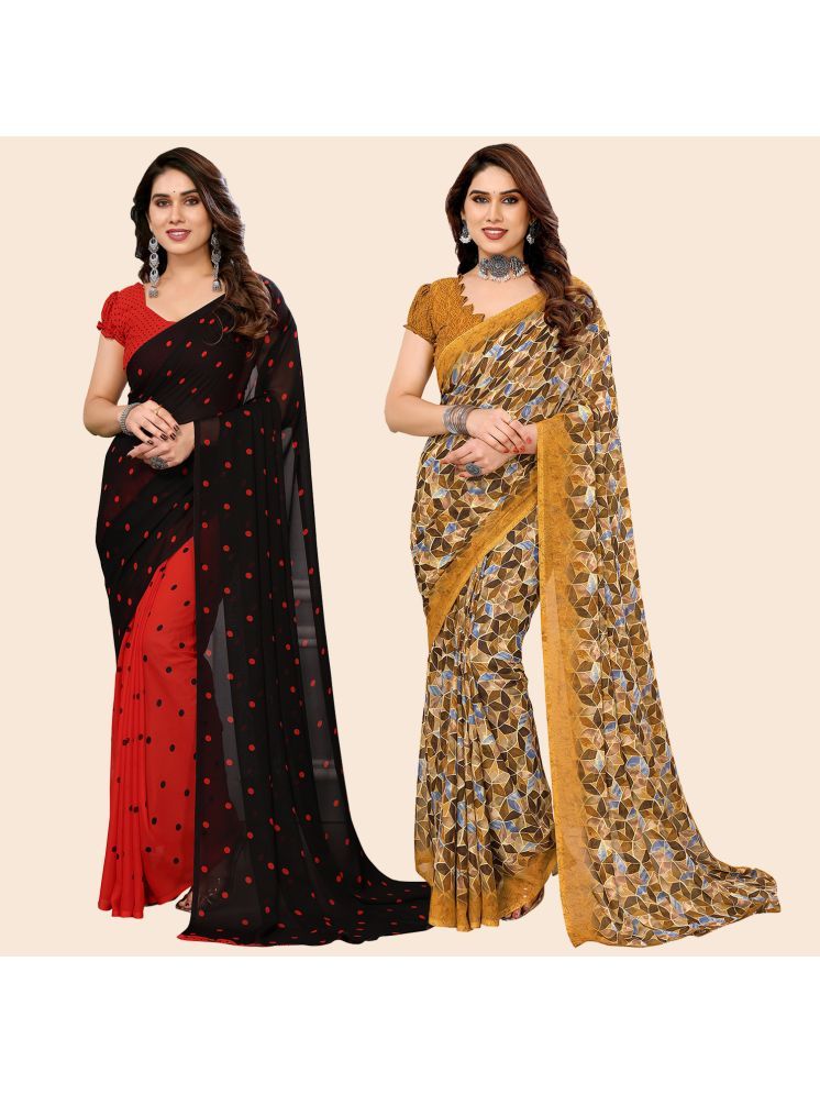     			ANAND SAREES Georgette Printed Saree With Blouse Piece - Multicolour ( Pack of 2 )