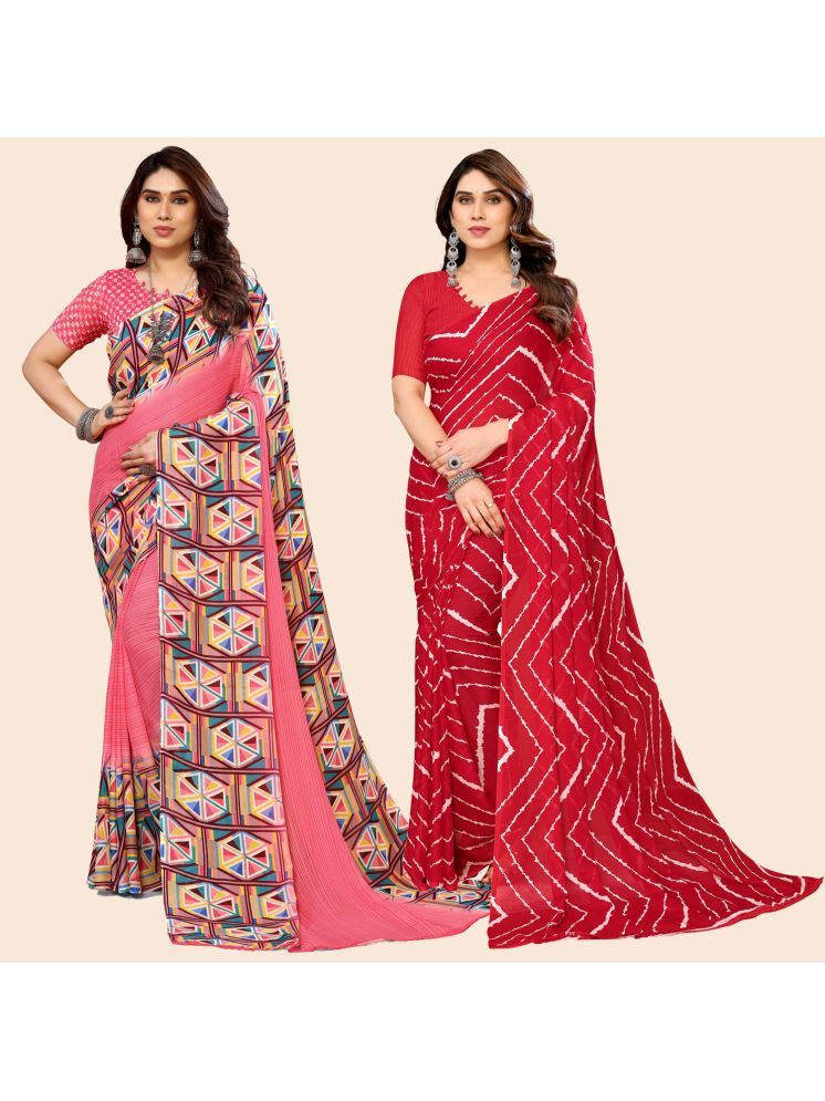     			ANAND SAREES Georgette Printed Saree With Blouse Piece - Multicolour ( Pack of 2 )