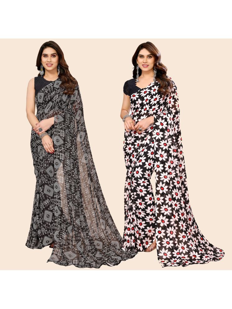     			ANAND SAREES Georgette Printed Saree With Blouse Piece - Multicolour ( Pack of 2 )