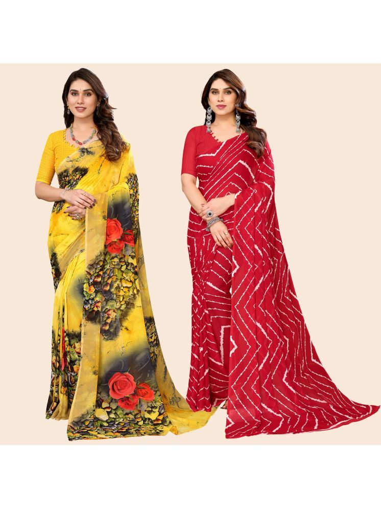     			ANAND SAREES Georgette Printed Saree With Blouse Piece - Multicolour ( Pack of 2 )