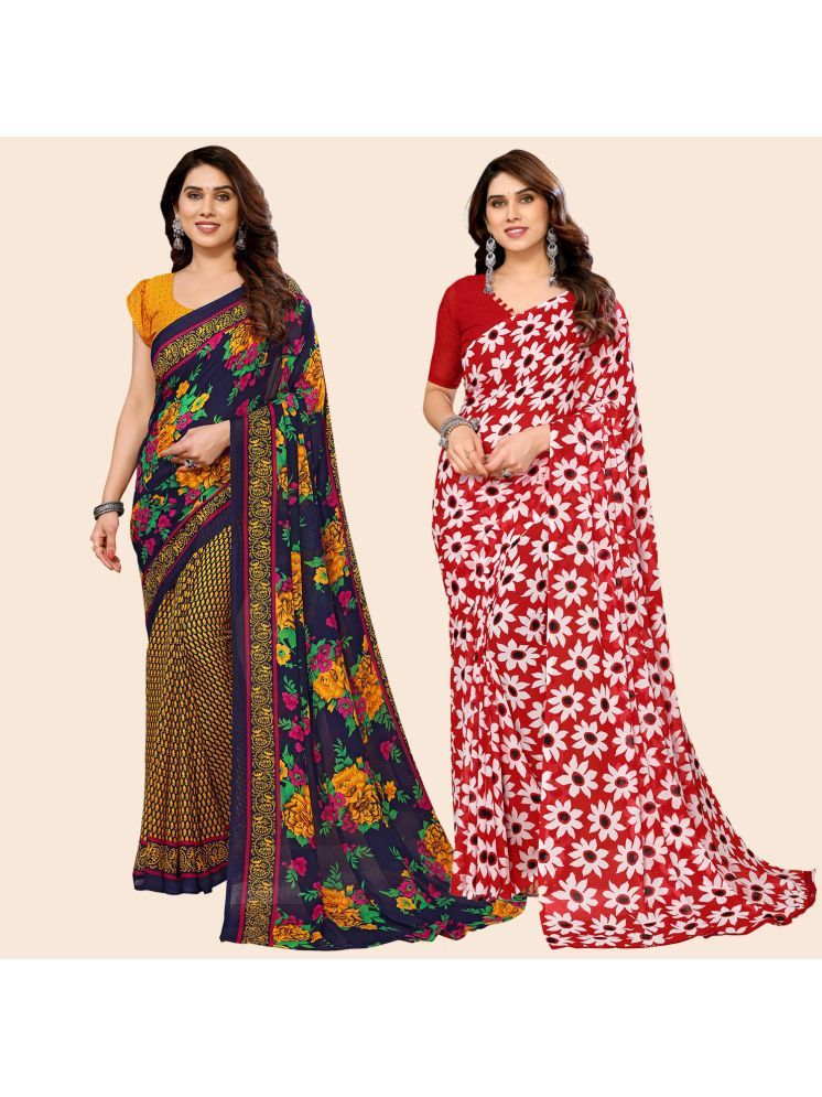     			ANAND SAREES Georgette Printed Saree With Blouse Piece - Multicolour ( Pack of 2 )