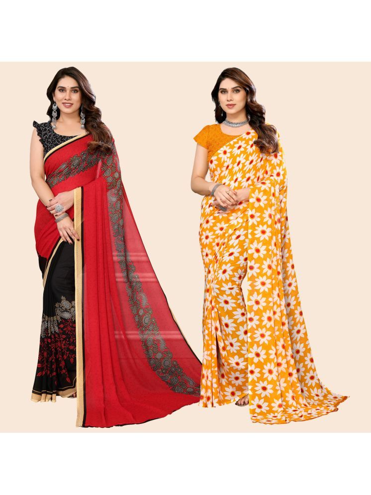     			ANAND SAREES Georgette Printed Saree With Blouse Piece - Multicolour ( Pack of 2 )