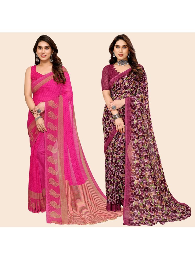     			ANAND SAREES Georgette Printed Saree With Blouse Piece - Multicolour ( Pack of 2 )