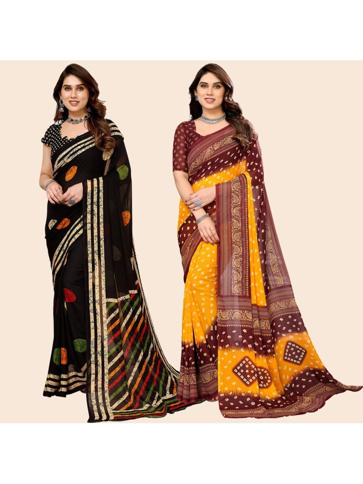     			ANAND SAREES Georgette Printed Saree With Blouse Piece - Multicolour ( Pack of 2 )