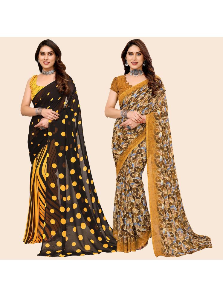     			ANAND SAREES Georgette Printed Saree With Blouse Piece - Multicolour ( Pack of 2 )