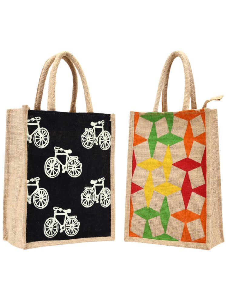     			ENSAC Handheld Bag Jute Set of 2 ( Multicolor )