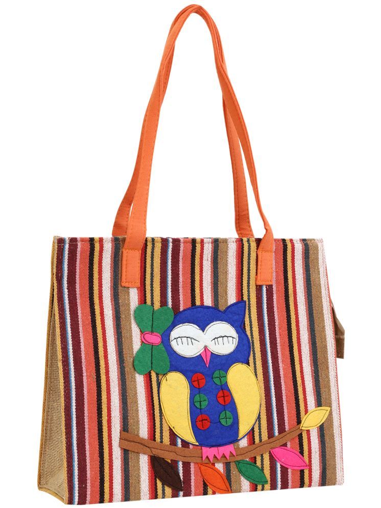     			ENSAC Red Jute Tote Bag