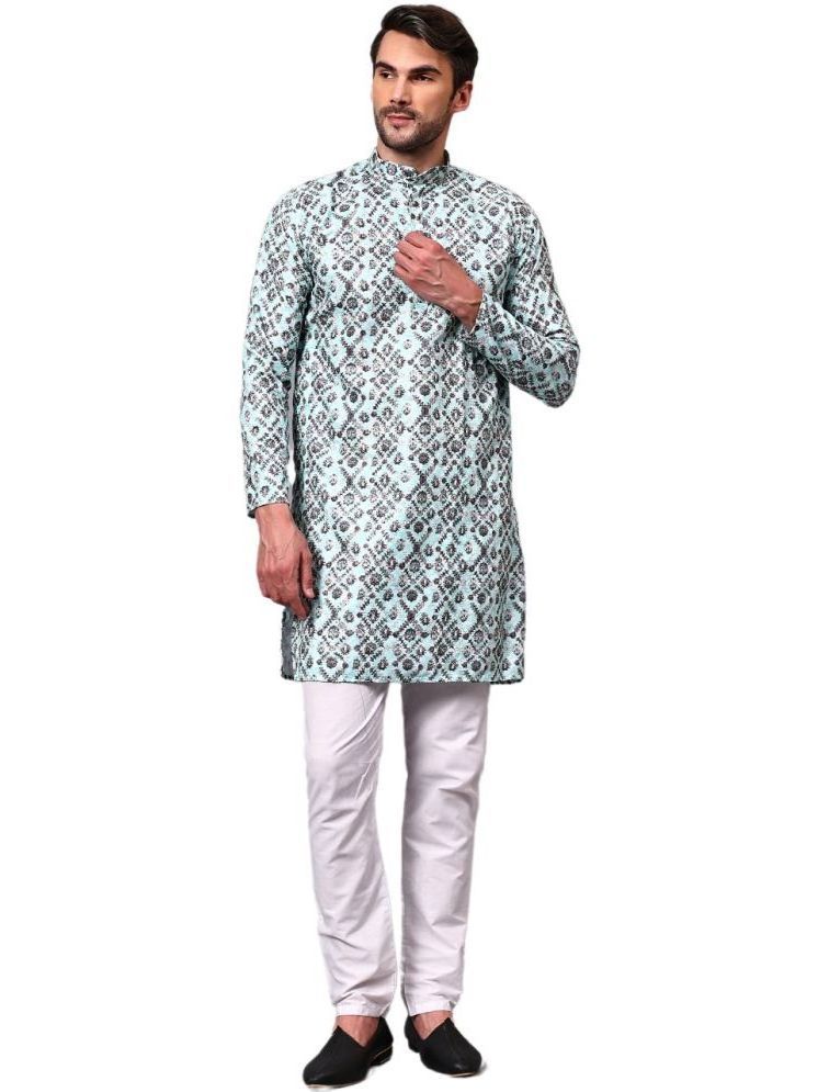     			FIREFISH Light Green Rayon Regular Fit Men's Kurta Pyjama Set ( Pack of 1 )