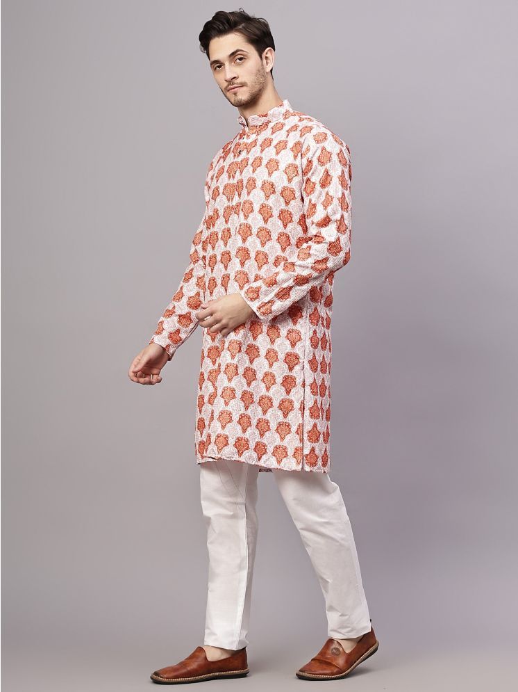     			FIREFISH Orange Cotton Blend Regular Fit Men's Kurta Pyjama Set ( Pack of 1 )