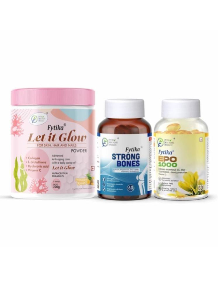     			Fytika Let it Glow Pineapple, Collagen Powder-200G + Fytika Strongbones with Calcium and VitaminD3-60 Tabs + Fytika EPO1000 Evening Primrose Oil-60 Softgel