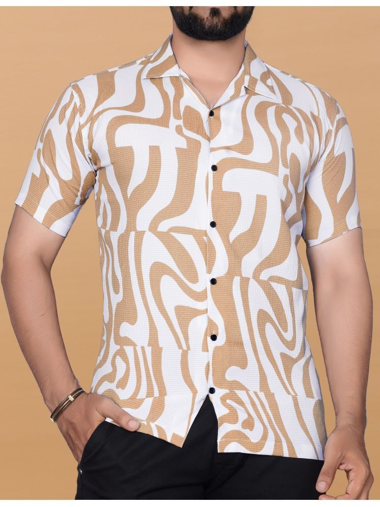     			KAJARU Cotton Blend Regular Fit Printed Half Sleeves Men's Casual Shirt - Cream ( Pack of 1 )