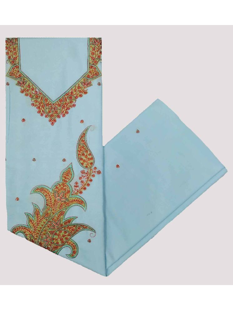     			KASHMIRI Unstitched Cotton Embroidered Dress Material - Blue ( Pack of 1 )