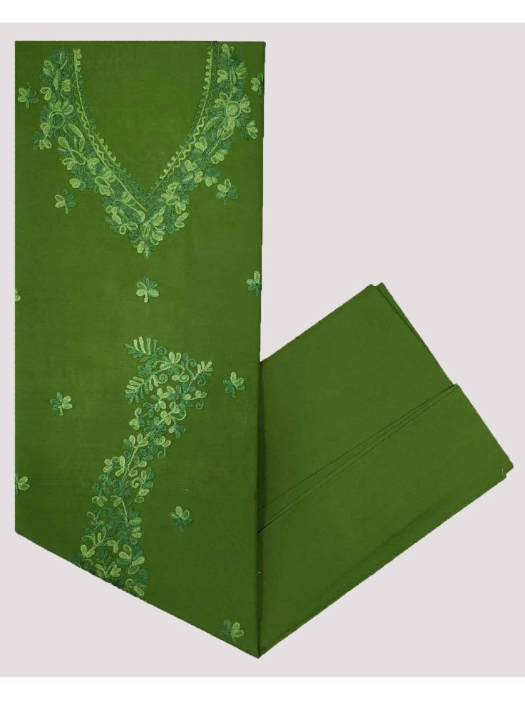     			KASHMIRI Unstitched Cotton Embroidered Dress Material - Green ( Pack of 1 )