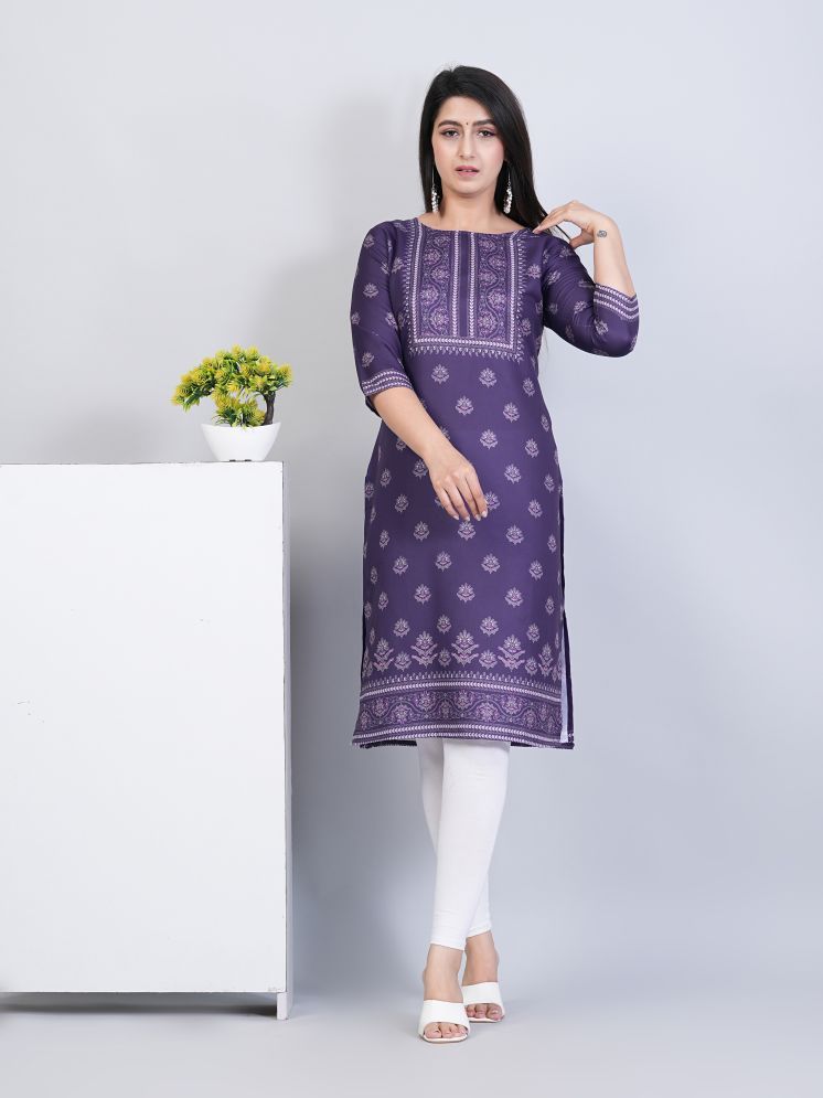     			Parastri Rayon Printed Straight Women's Kurti - Purple ( Pack of 1 )