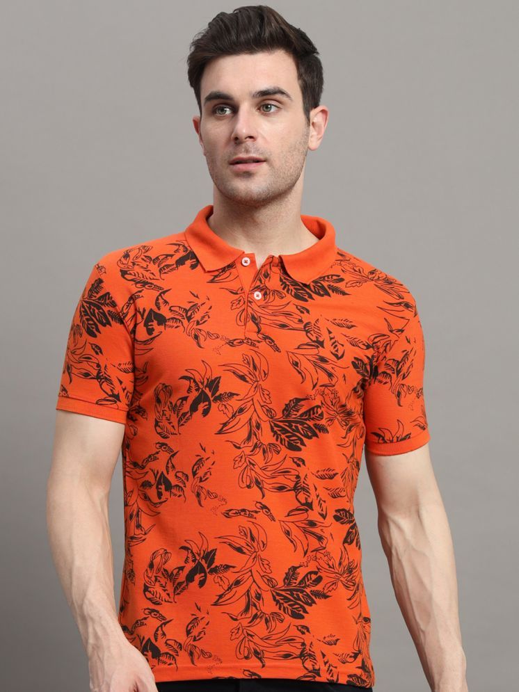     			R.ARHAN PREMIUM Cotton Blend Regular Fit Printed Half Sleeves Men's Polo T Shirt - Orange ( Pack of 1 )