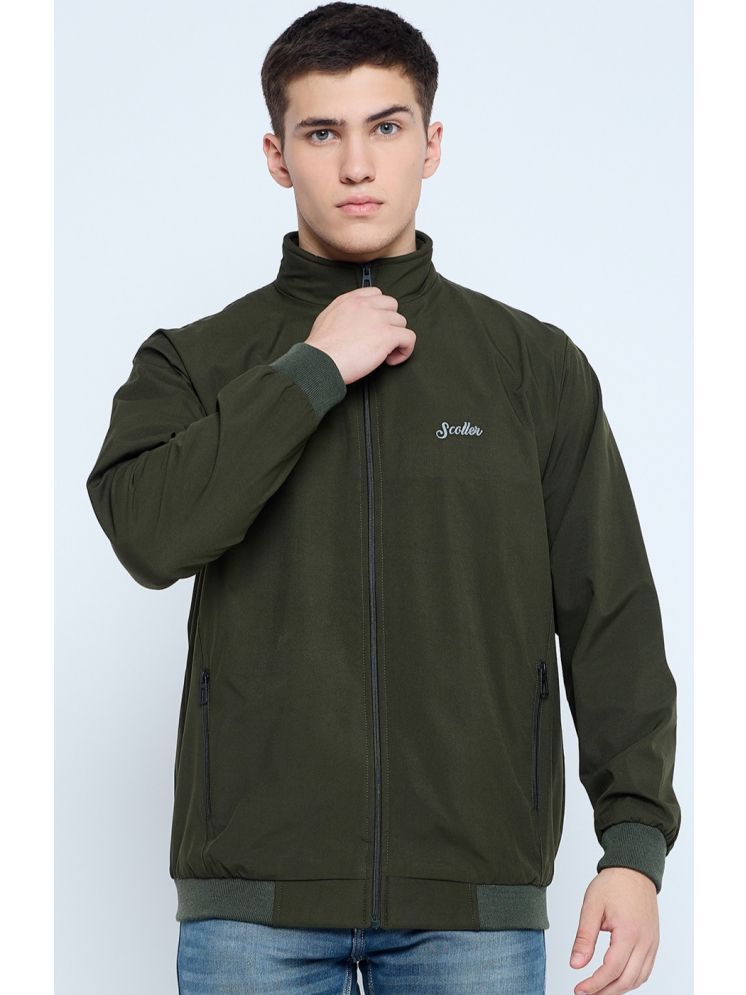     			SCOLLER Polyester Men's Windcheater Jacket - Olive ( Pack of 1 )