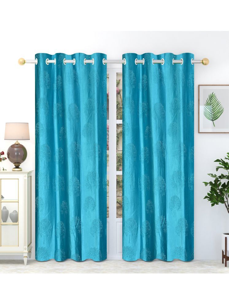     			SWIZIER Abstract Room Darkening Eyelet Curtain 5 ft ( Pack of 2 ) - Light Blue