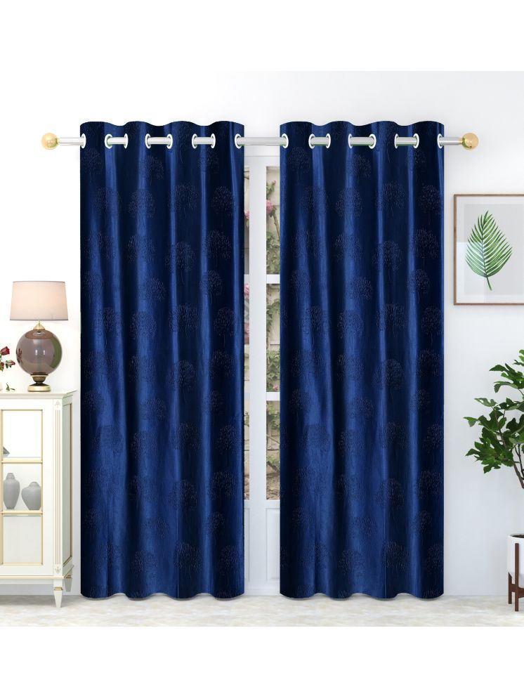     			SWIZIER Abstract Room Darkening Eyelet Curtain 5 ft ( Pack of 2 ) - Blue