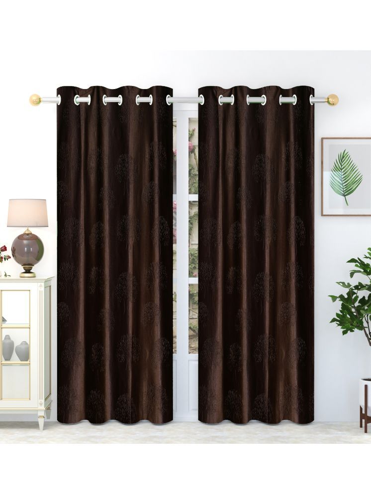     			SWIZIER Abstract Room Darkening Eyelet Curtain 5 ft ( Pack of 2 ) - Brown