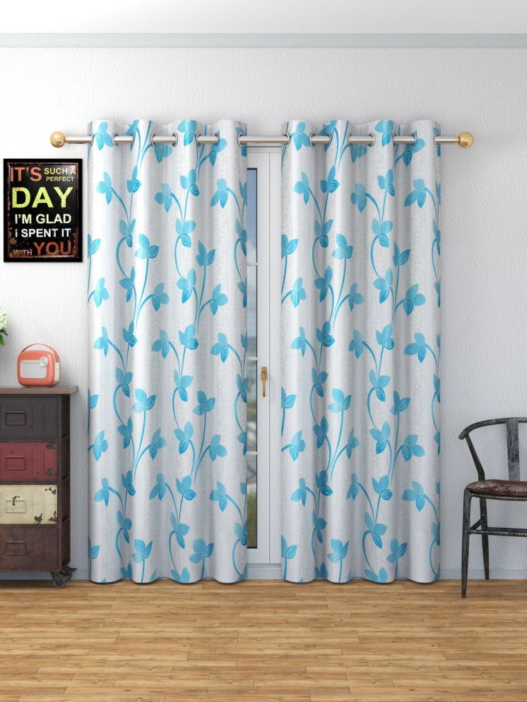     			SWIZIER Nature Room Darkening Eyelet Curtain 5 ft ( Pack of 2 ) - Blue